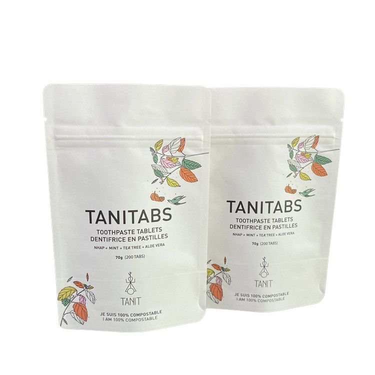 Custom Waterproof Biodegradable Pla Kraft Paper Ziplock Bag Zipper Bag Stand Up Pouch