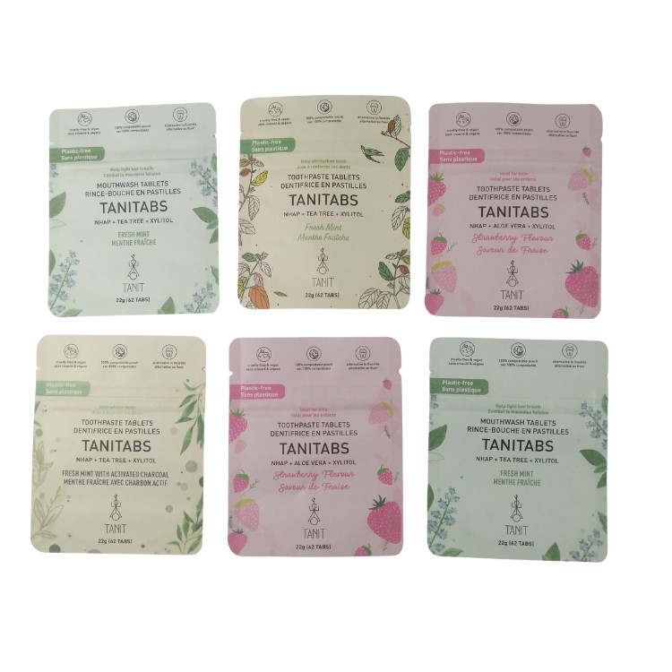 Eco Friendly Ziplock Stand Up Food Packaging 100% Compostable Biodegradable Kraft Paper Pouch Bags