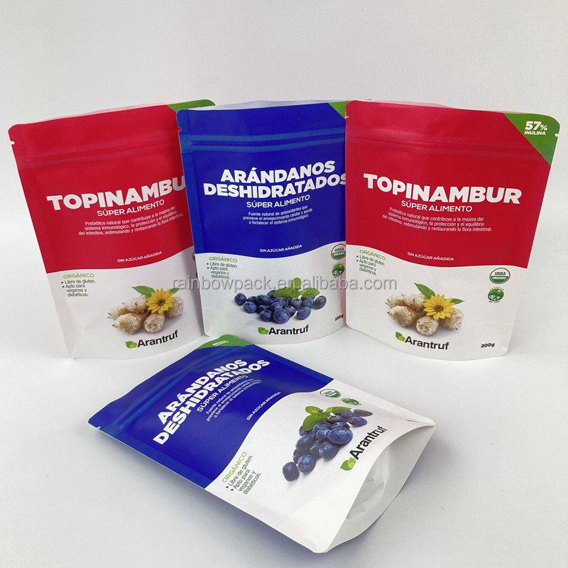 Digital Printing Reusable Biodegradable Eco Friendly Stand Up Pouch White Kraft Paper Zip Lock Zipper Bag