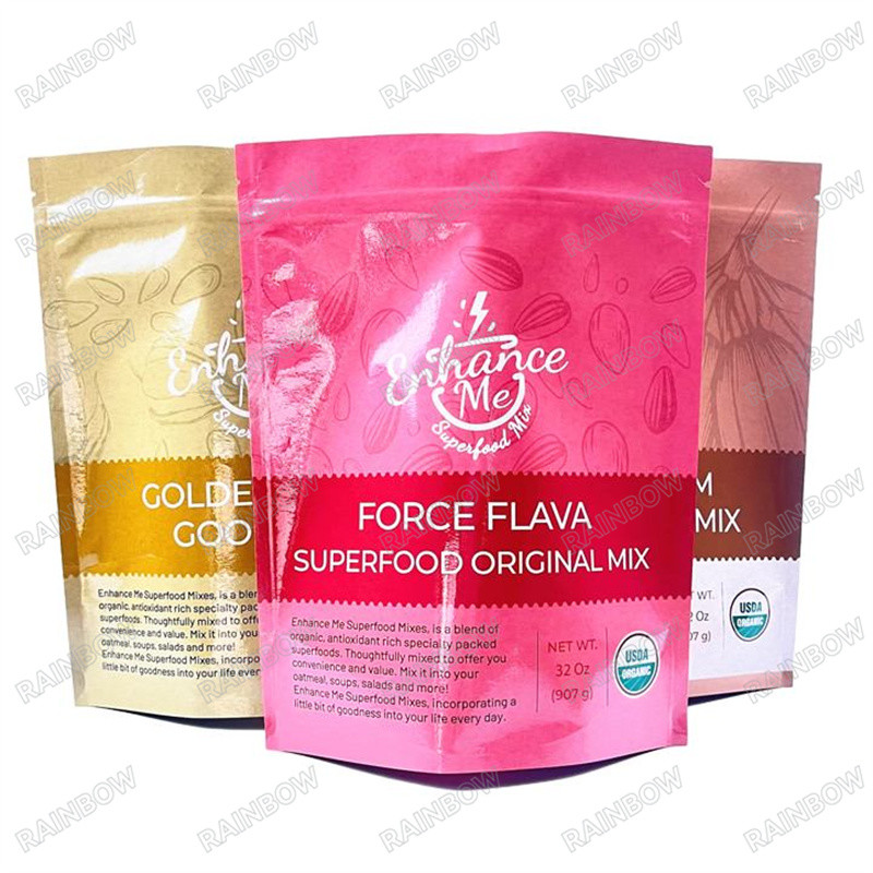 1.Custom Printed Mylar Bags With Tear Notches For Nutrients Packaging Aluminum Foil Three Side Sealed Top Filling Plasti