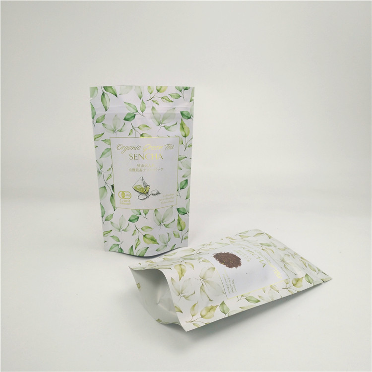 Kraft Paper Bag Tea Bags Packaging For Resealable Stand Up Pouches