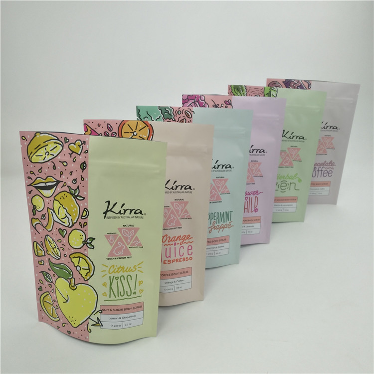 Recyclable Zip Lock Stand Up Pouch Body Scrub Cosmetics Bath Salt Plastic Packaging Bag