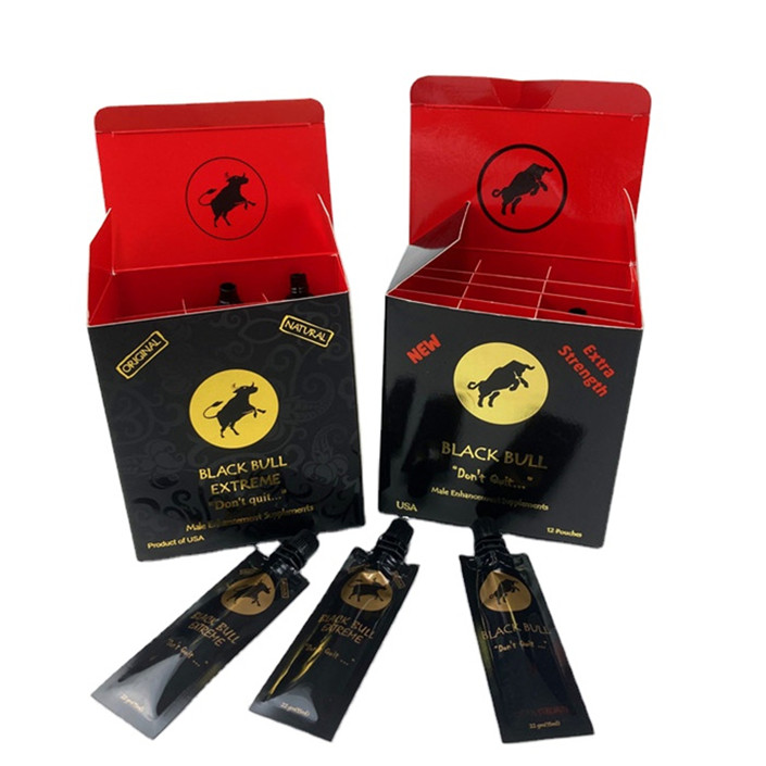Wholesale Price Luxury Honey Box And Films Packaging Whole Set Wooden Honey Pills Gold Black Bull Male Enhancement