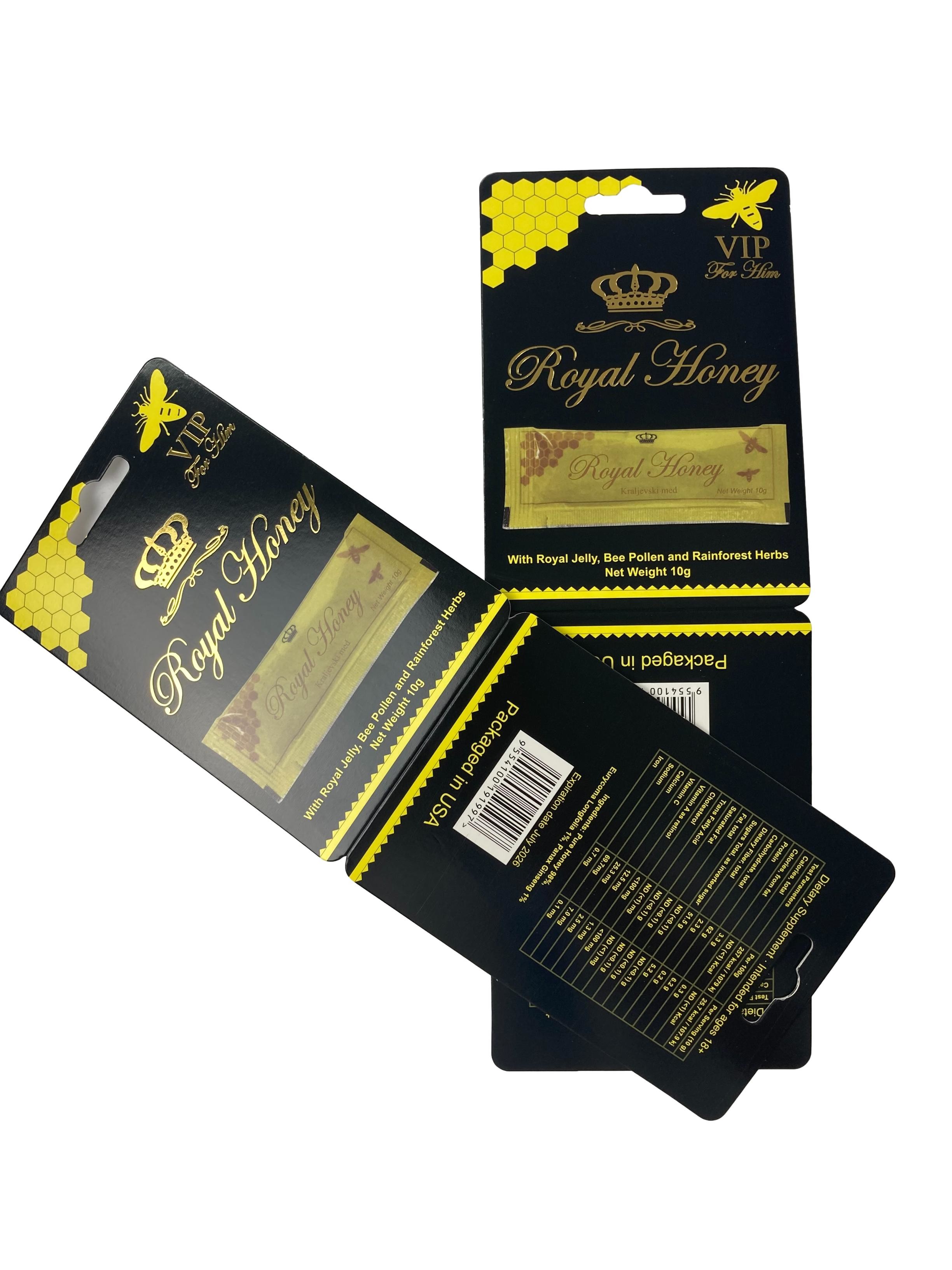 Wholesale Royal Honey Sachet Packaging Paper Card Luxury Honey Packaging with Hot Stamping