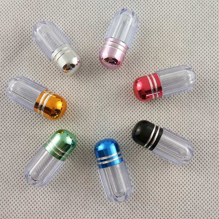 Colorful Plastic Pill Bottles Metal Cap Capsule Container Engraving Craft ABS Material