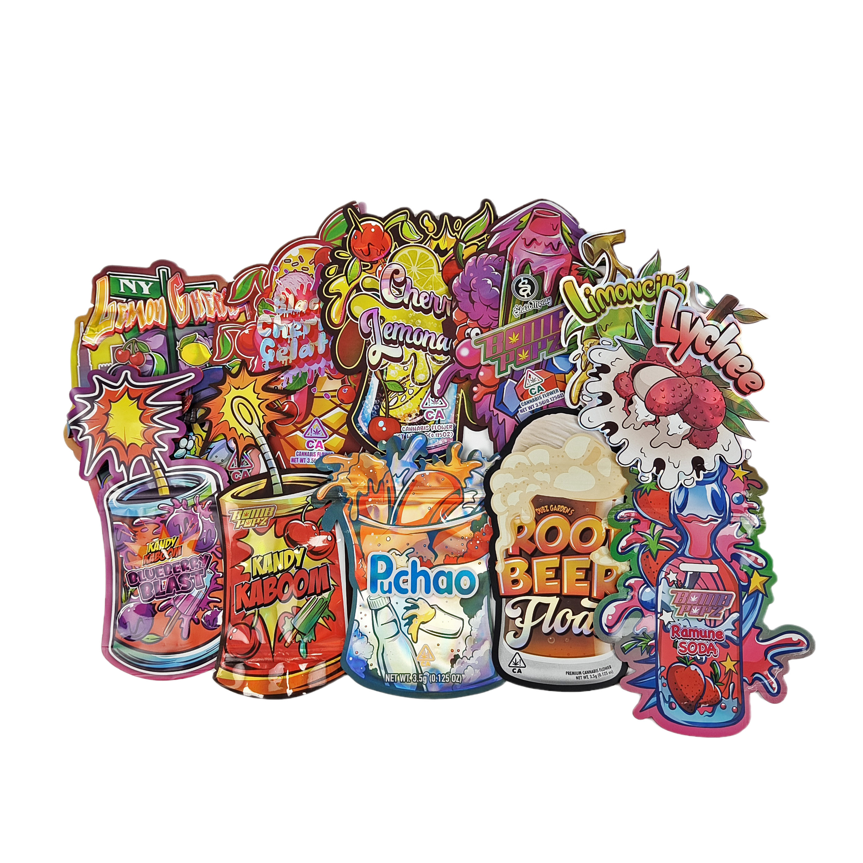 Custom Printed Child Proof Zipper Bags Stand Up Holographic Bags For Snacks And Commodity Products Plastic Bags