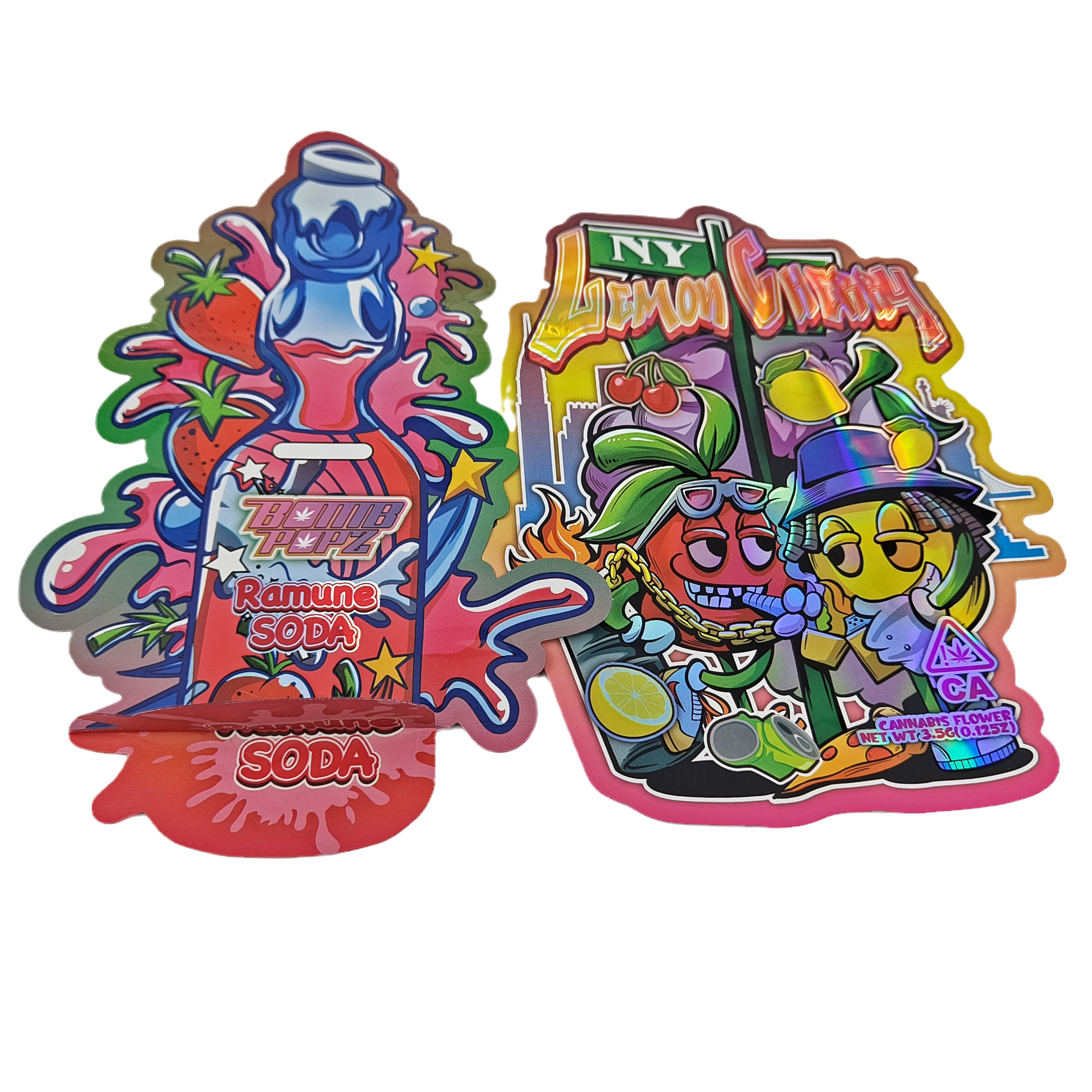 Custom Aluminum Foil Soft Touch Plastic Packaging Bags Matte Irregular Shaped 3.5g 7g 14g 28g Die Cut Mylar Bags