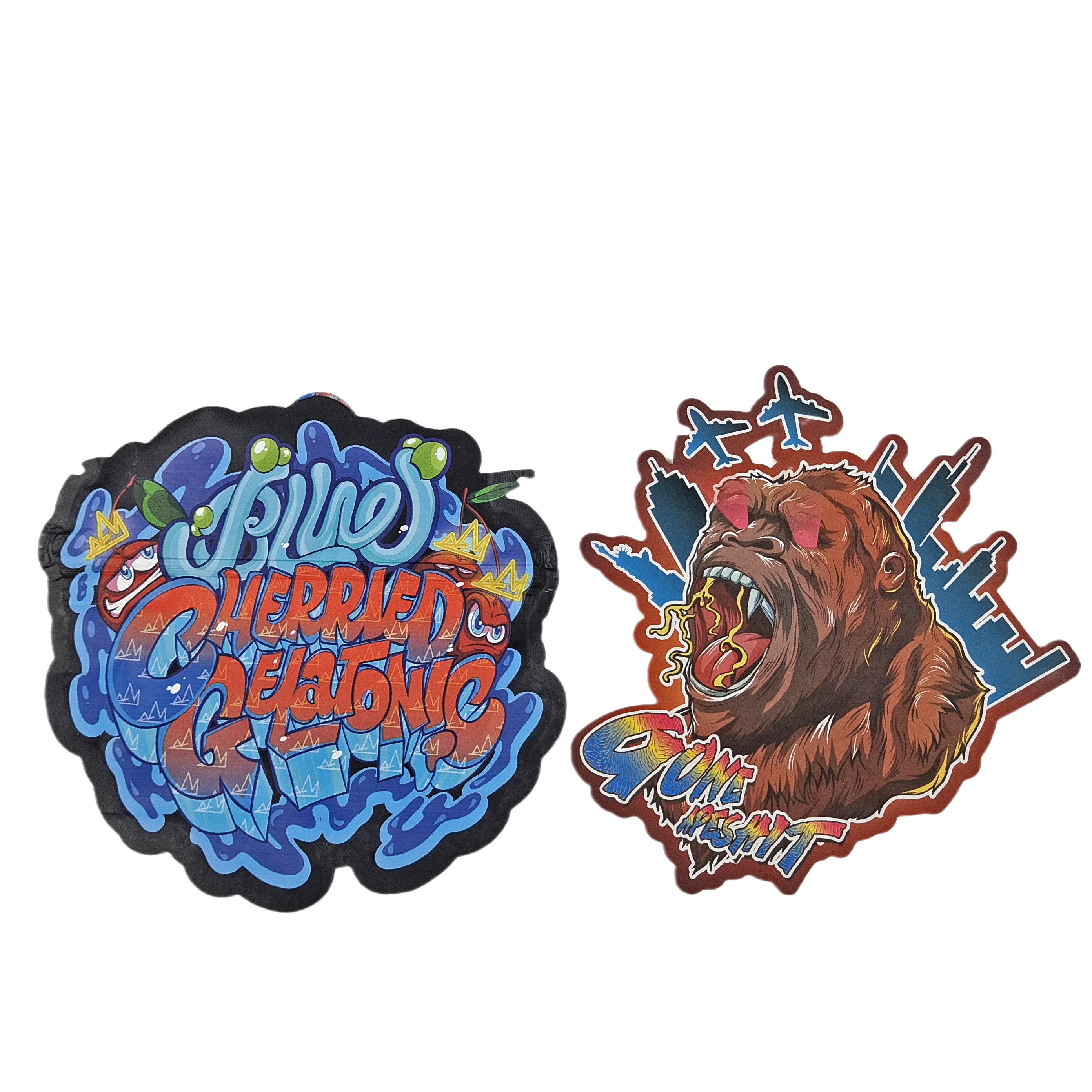 Custom Design Printed Mylar bags packaging Soft Touch Plastic 3.5g Mylar Bags Die Cut Irregular Pouches packaging