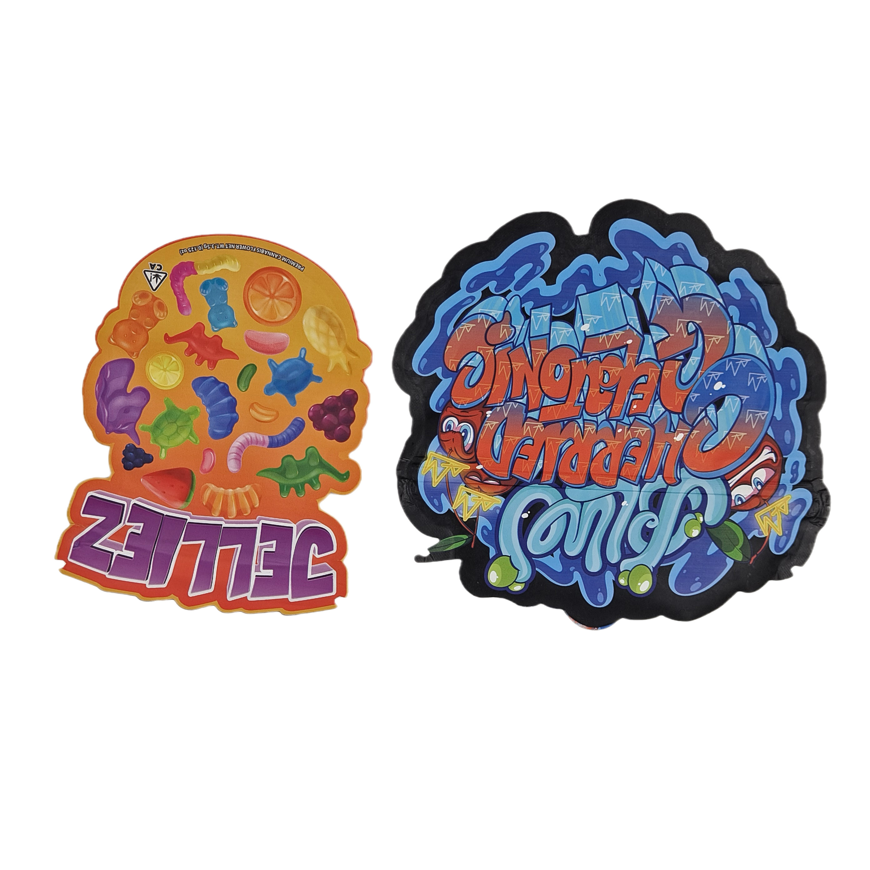 Custom Printed Soft Touch Holograph Die Cut Irregular Special Shape Plastic Zipper Mylar Food Packaging Bag