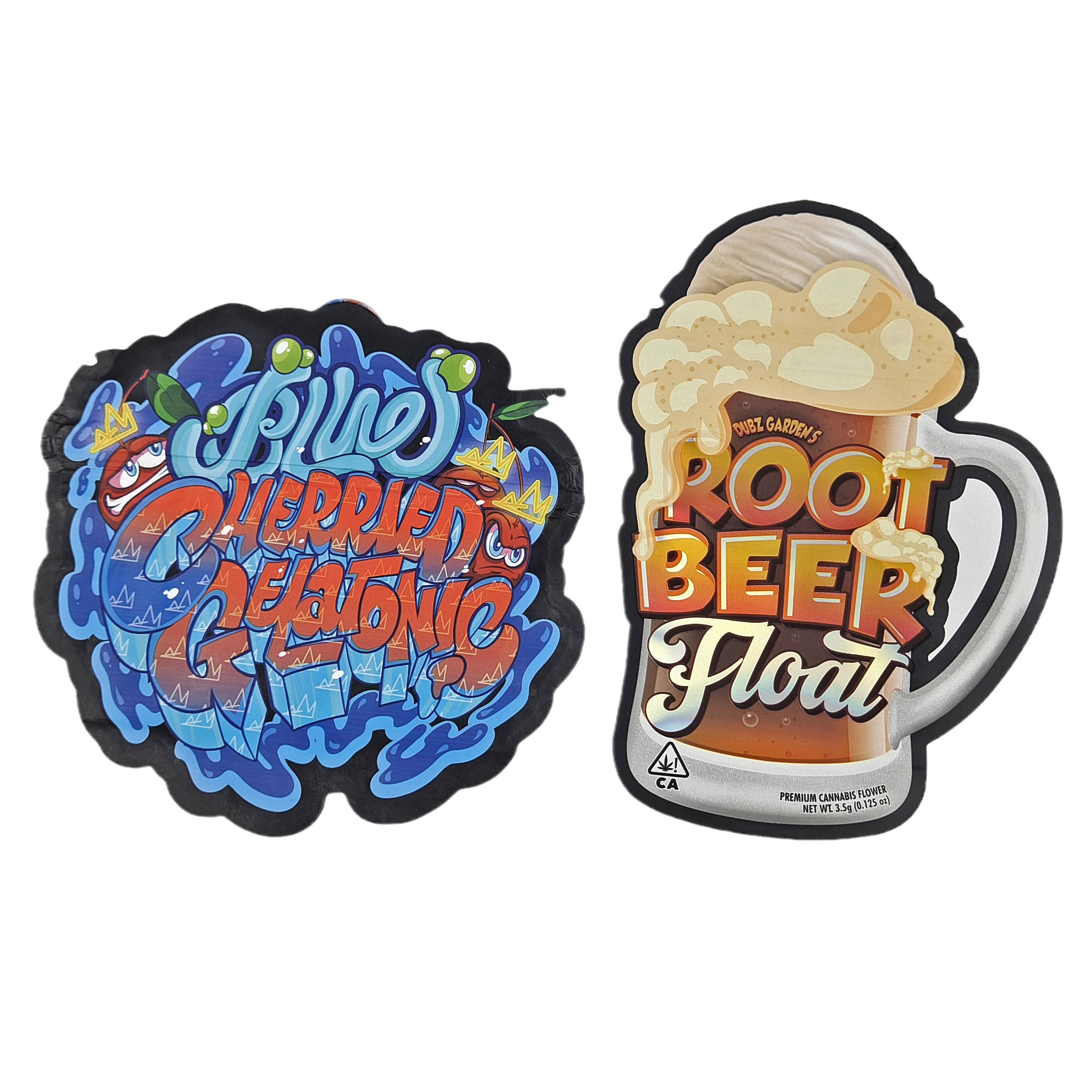 Die Cut Custom Irregular Special Shape Plastic Childproof Mylar Packaging With Zipper 3.5g Food Grade Custom Shape Mylar