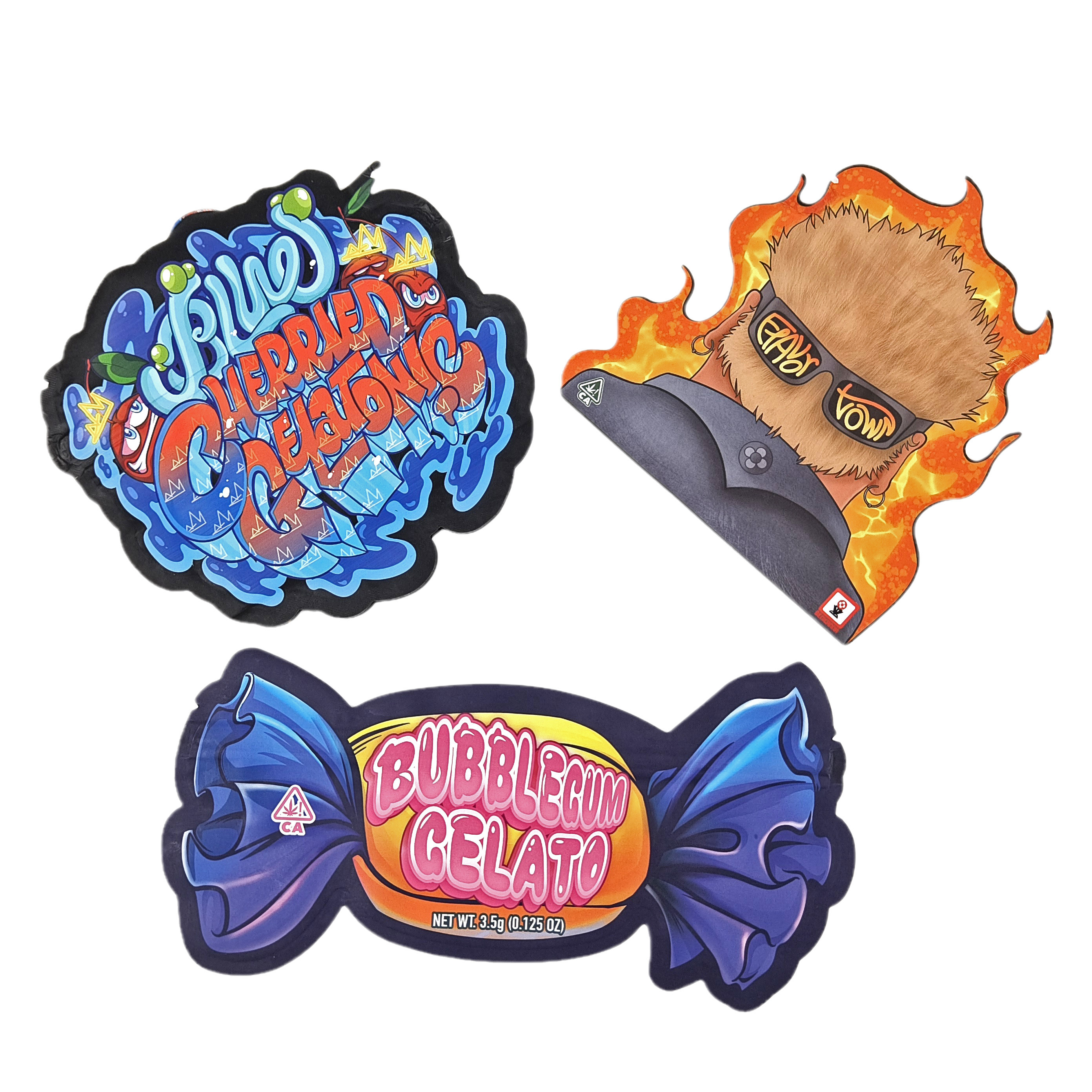 Special Irregular Shaped Smell Proof Bags With Ziplock Custom28g 14g 7g 3.5g Die Cut Snack Food Packaging Mylar Bag