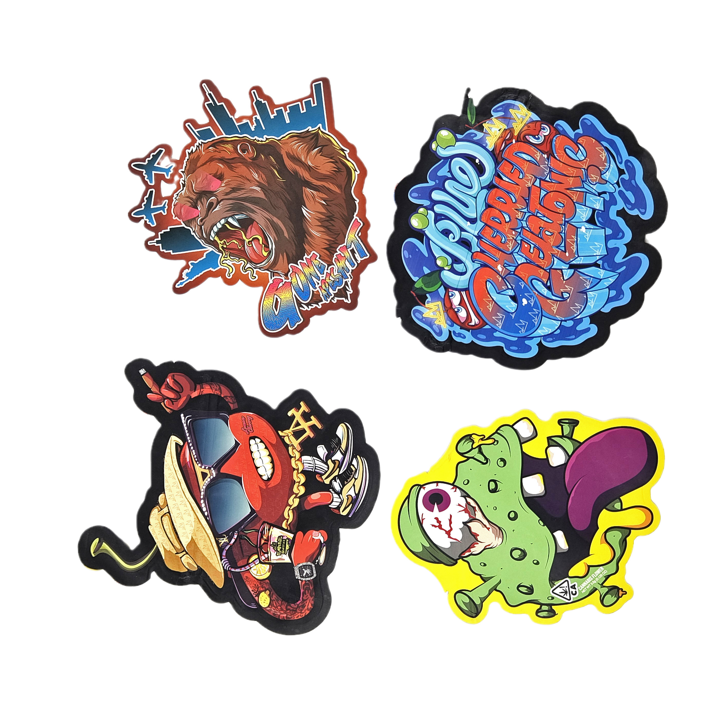 Custom Printed Edible Bags Plastic Packaging Die Cut Special Shaped Plastic Pouch With Ziplock 3.5g Snack Mylar Bags