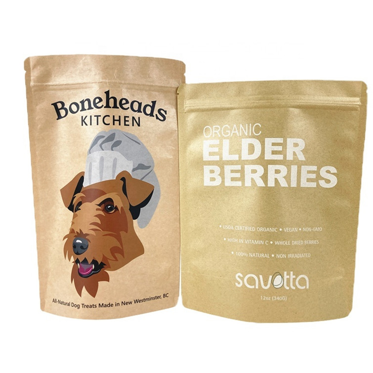 Custom Biodegradable White Kraft Paper Bags for Mango Powder Nuts Pet Food Smell Proof Paper Packaging Pouch