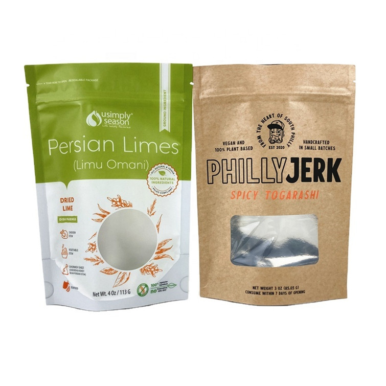 Food Grade Kraft Paper Bags for Mango Powder Edibles Cookie Nuts Pet Food Eco-Friendly Tea Leave Smell Proof Paper Pouch