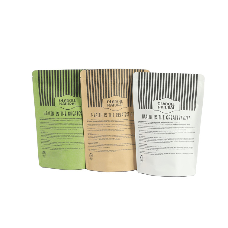 Digital Printing Custom Logo White Kraft Paper Bags for Mango Powder Nuts Pet Food Biodegradable Smell Proof Paper Packa