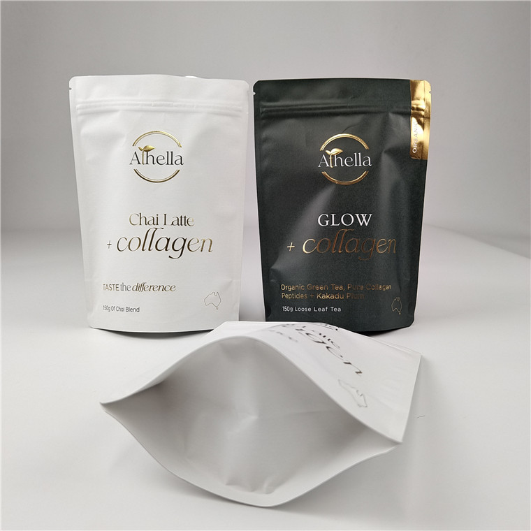 Custom Smell Proof White Kraft Paper Bags for Cookie Nuts Edibles Powder Tea Pet Food Biodegradable Packaging Bag