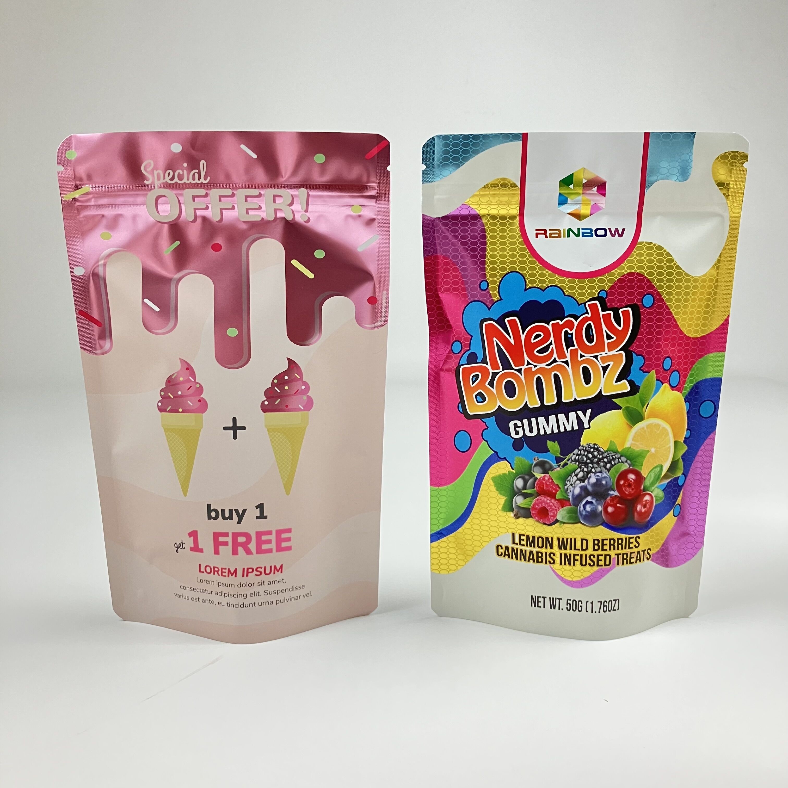 Factory Directly Custom Resealable Zip Lock Bag VMPET Smell Proof Food Grade Stand Up Zipper Pouch