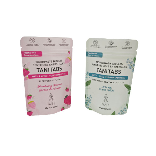 Eco Friendly Compostable Kraft Pouch With Resealable Zipper For Cosmetic Powder Pack