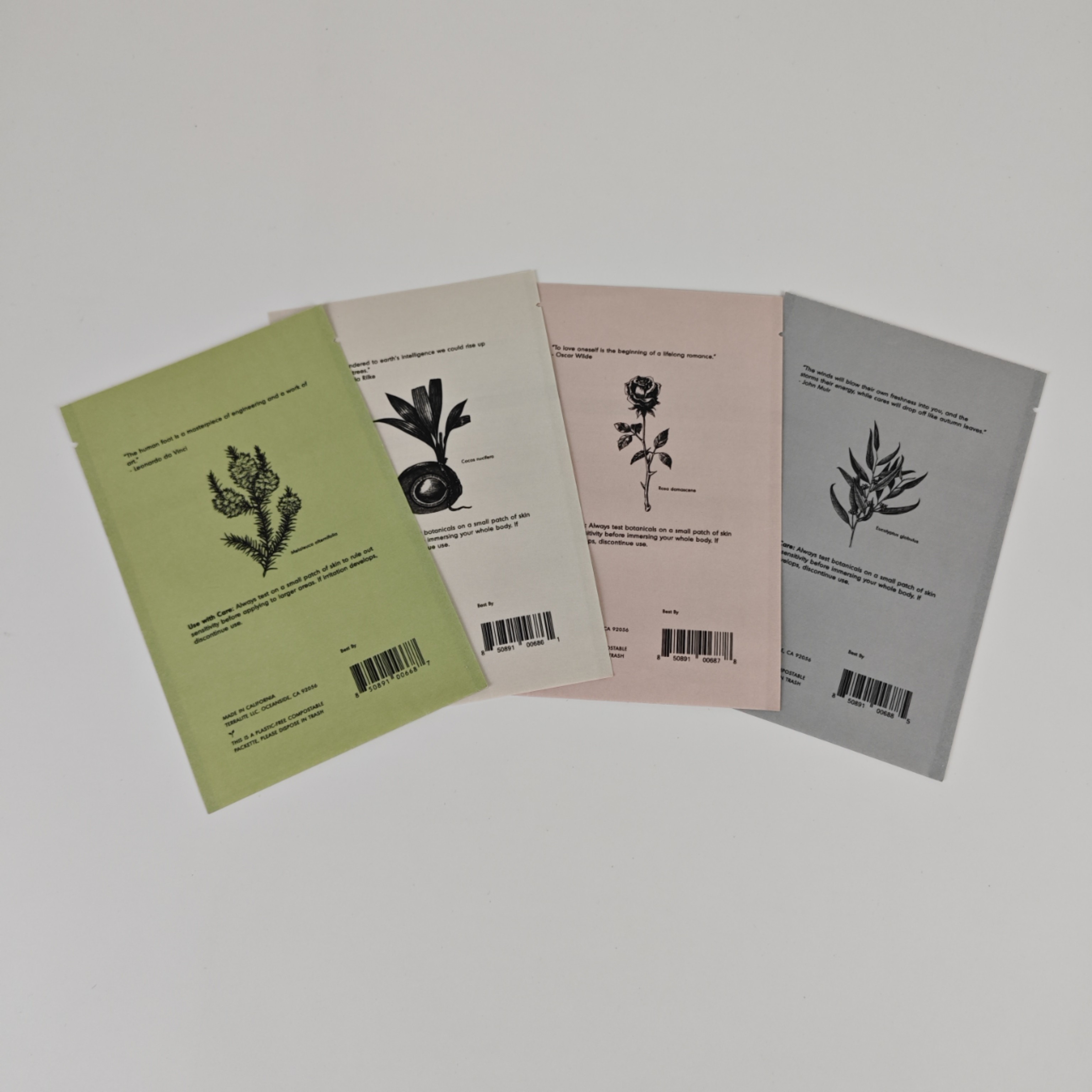 Cosmetic Samples Facial Cream Biodegradable Kraft Pouch Custom Digital Printing Small Bags