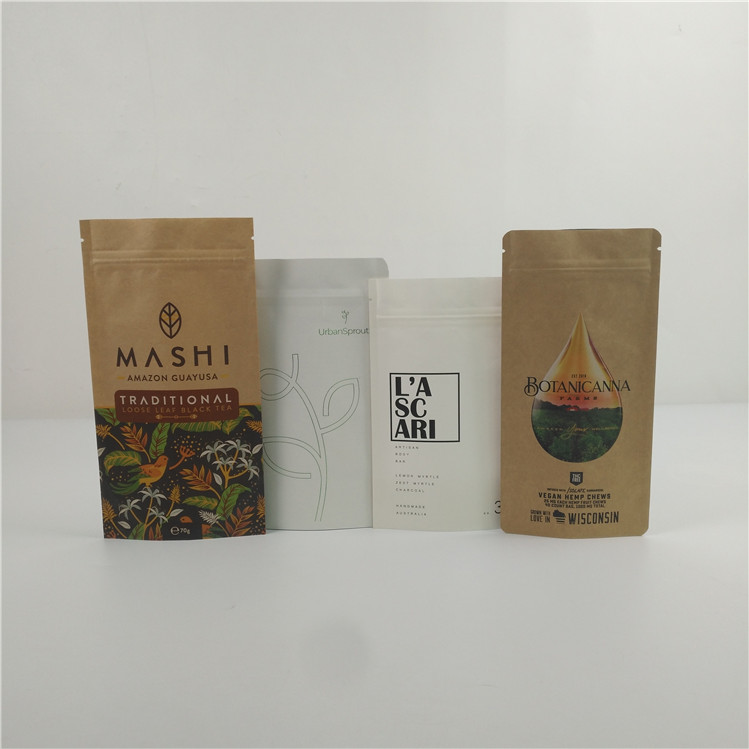 Eco Friendly Compostable Kraft Paper Bag Custom Printing Biodegradable Paper Doypack