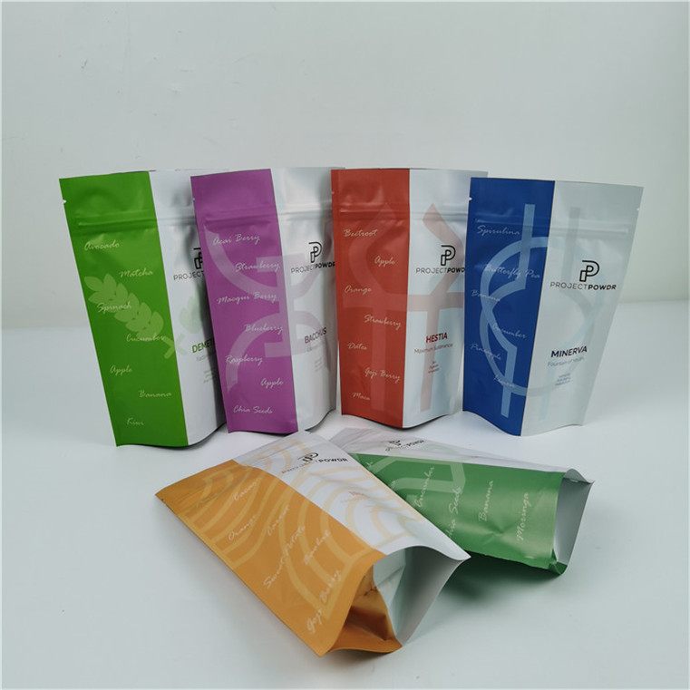 Resealable Plastic Food Seal Packaging Matt Finish Aluminum Foil Mylar Plastic Standing Pouch Customized Logo