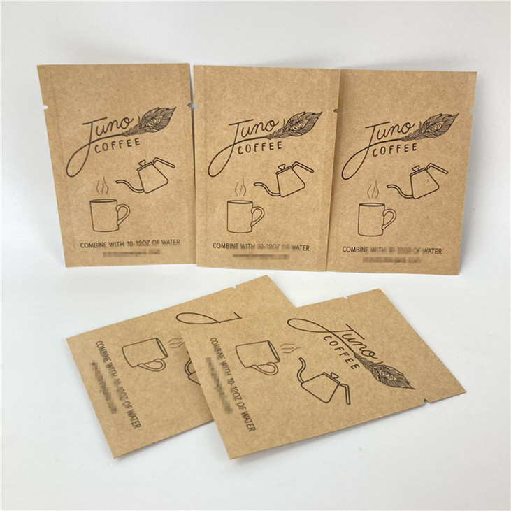 Three Side Sealed Mylar Kraft Paper Bag Custom Printing Biodegradable Paper Pouch