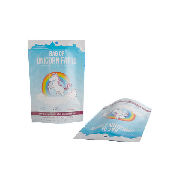 Laminated Plastic Alumimum Foil Pouch Packaging k White Blue Shinny