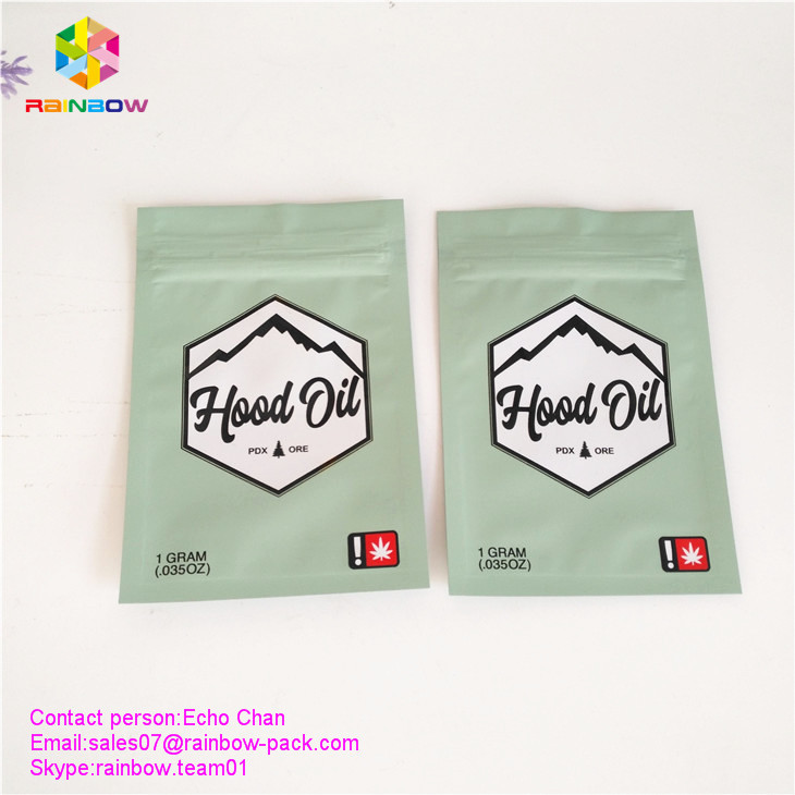 1 gram CBD oil / Hood oil Plastic Pouches Packaging 3 side sealed k mylar bag