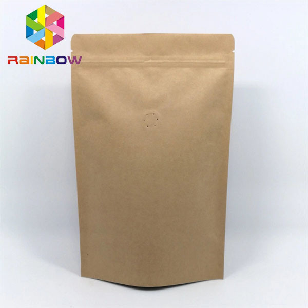 Stand Up Plastic Brown Kraft Paper Bag Customized Paper Bags With Zip lock For Coffee Bean