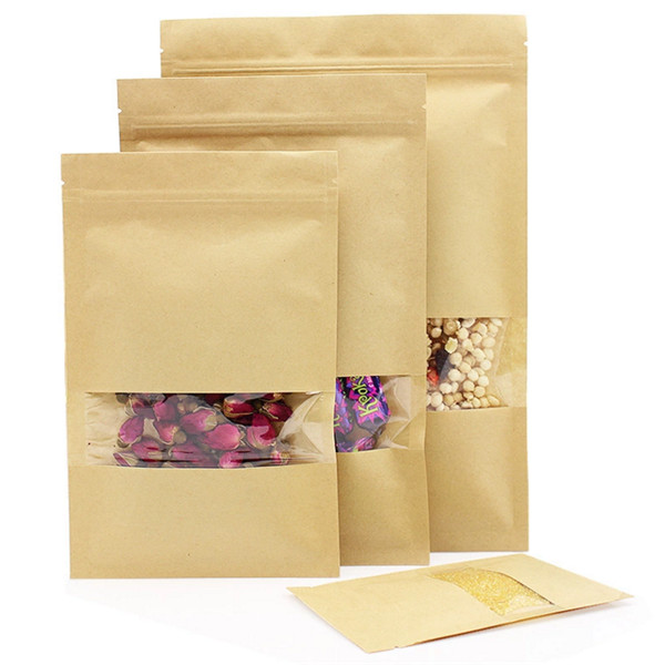 Clear Front Customized Paper Bags Zip Lock Three Side Seal Packaging Bag For Candy Nuts