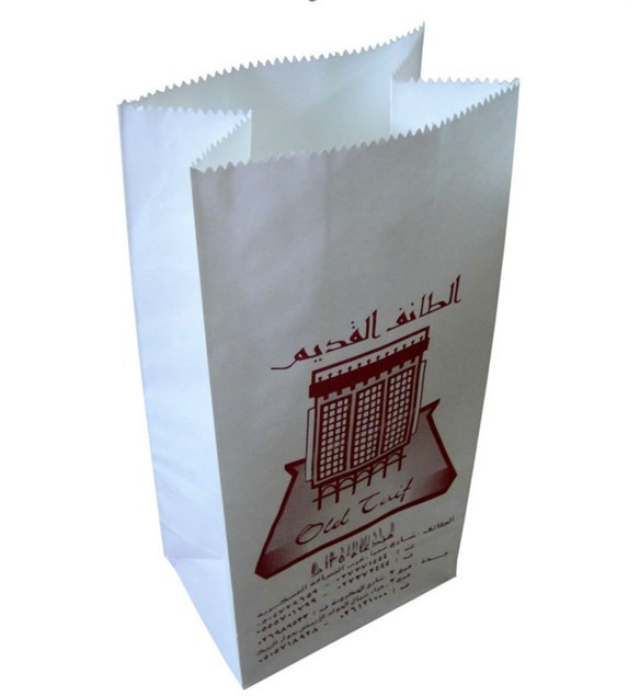 Printed Craft Stand Up White Customized Paper Bags For Bread / Hamburger