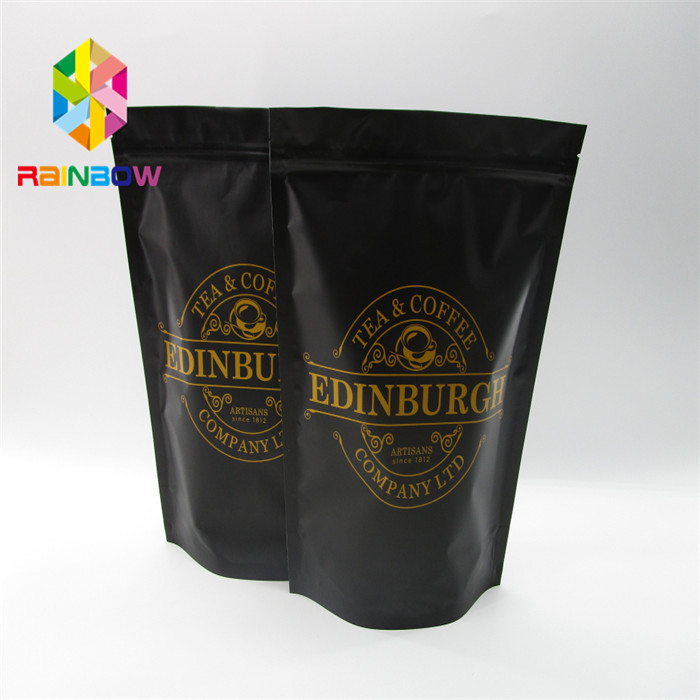 Stand Up Plastic Pouches Packaging Coffee Bag With Zipper And Valve