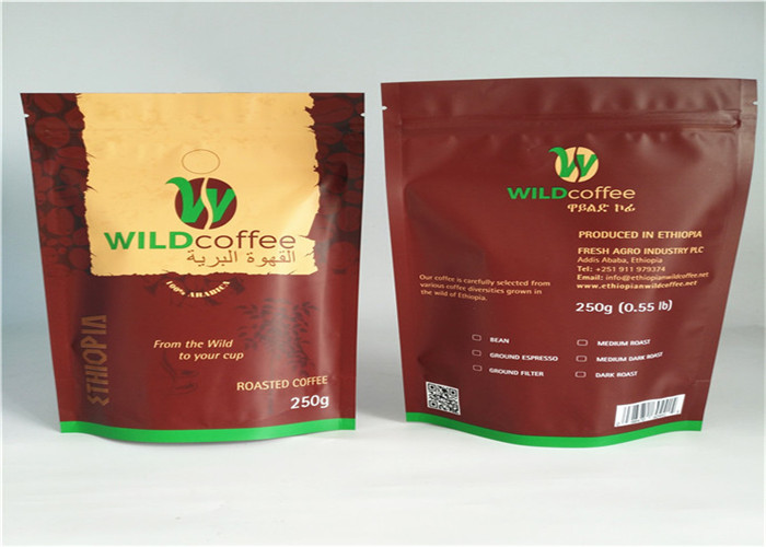 Black Mylar Plastic Packing Bags Zip Lock Stand Up For Coffee And Tea