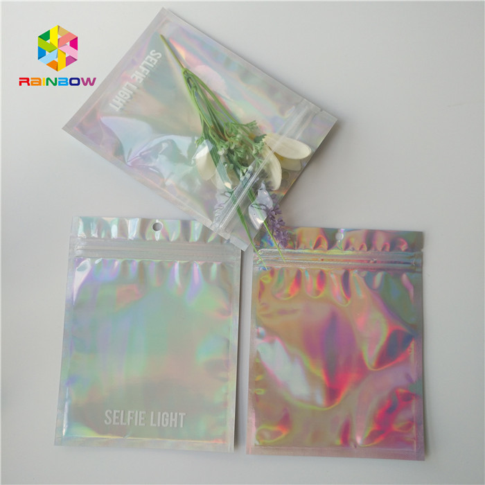 Brightly Laser Cosmetic Packaging Bag  With Clear Front / Back Holographic