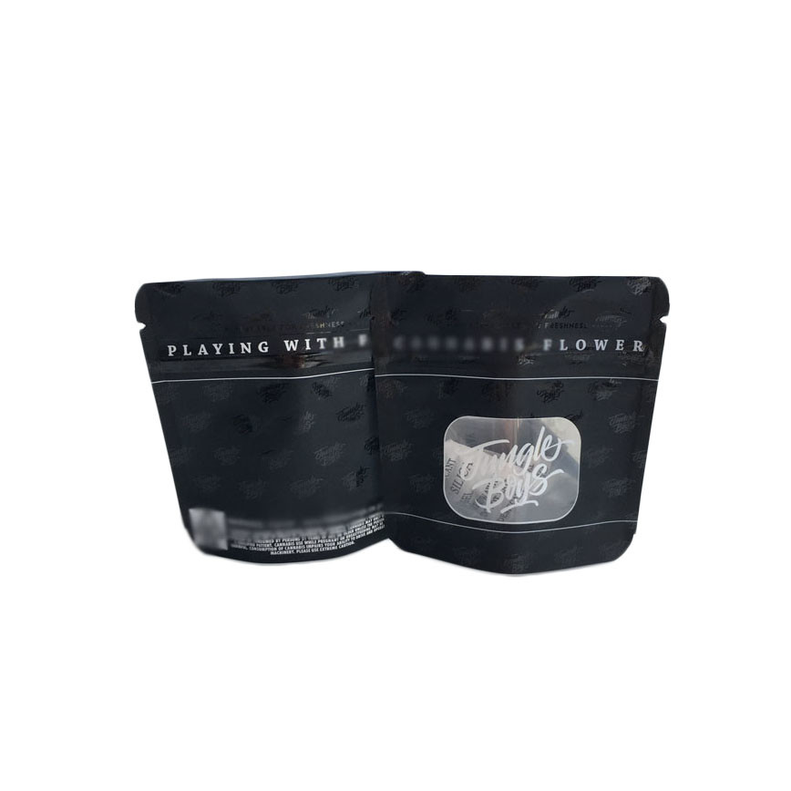 Matte Black Surface Plastic Pouches Packaging Spot UV Transparent Clear Front Window