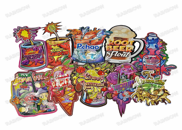 Holograph Custom Shaped Aluminum Soft Touch 3.5g food packaging Mylar Bags Die Cut Pouches