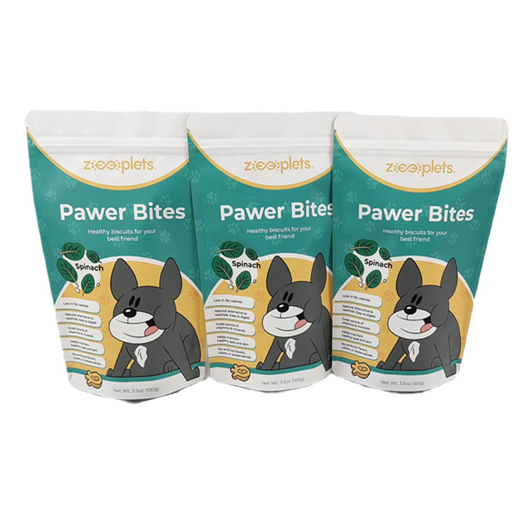 Low Moq Stand Up Pouch Kraft Paper Printed Packaging Bag for Pet Treat Smell Proof Bags with Logo