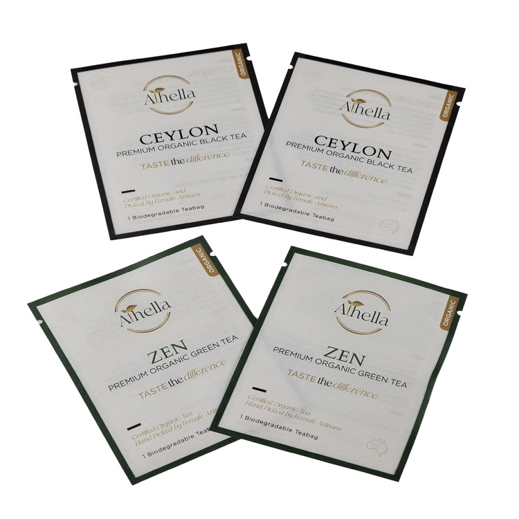 Custom Compostable Small Size Sachet for Tea Coffee Powder Biodegradable Kraft Paper Pouch for Gummy