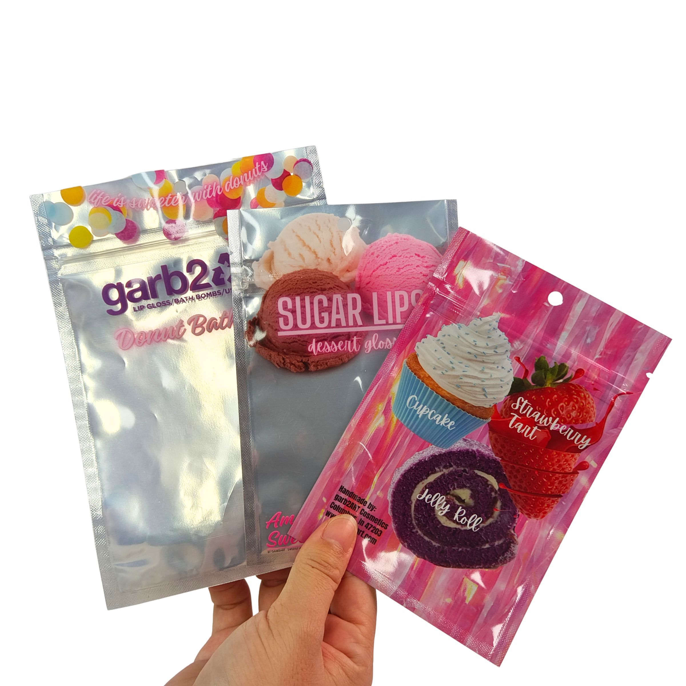  Custom Designed Self-Sealing Moisture-Proof Heat-Sealed Zipper Transparent Front Aluminum Foil Back Mylar Plastic Bag for Sugar