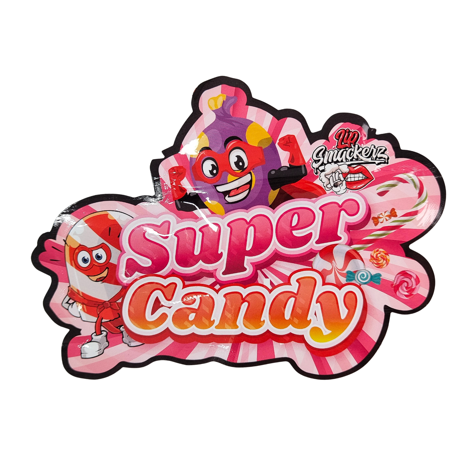  Die Cut 3.5g Plastic Bag Glossy Zipper Mylar For Gummy Herb Candy Packaging Smell Proof Glossy Surface