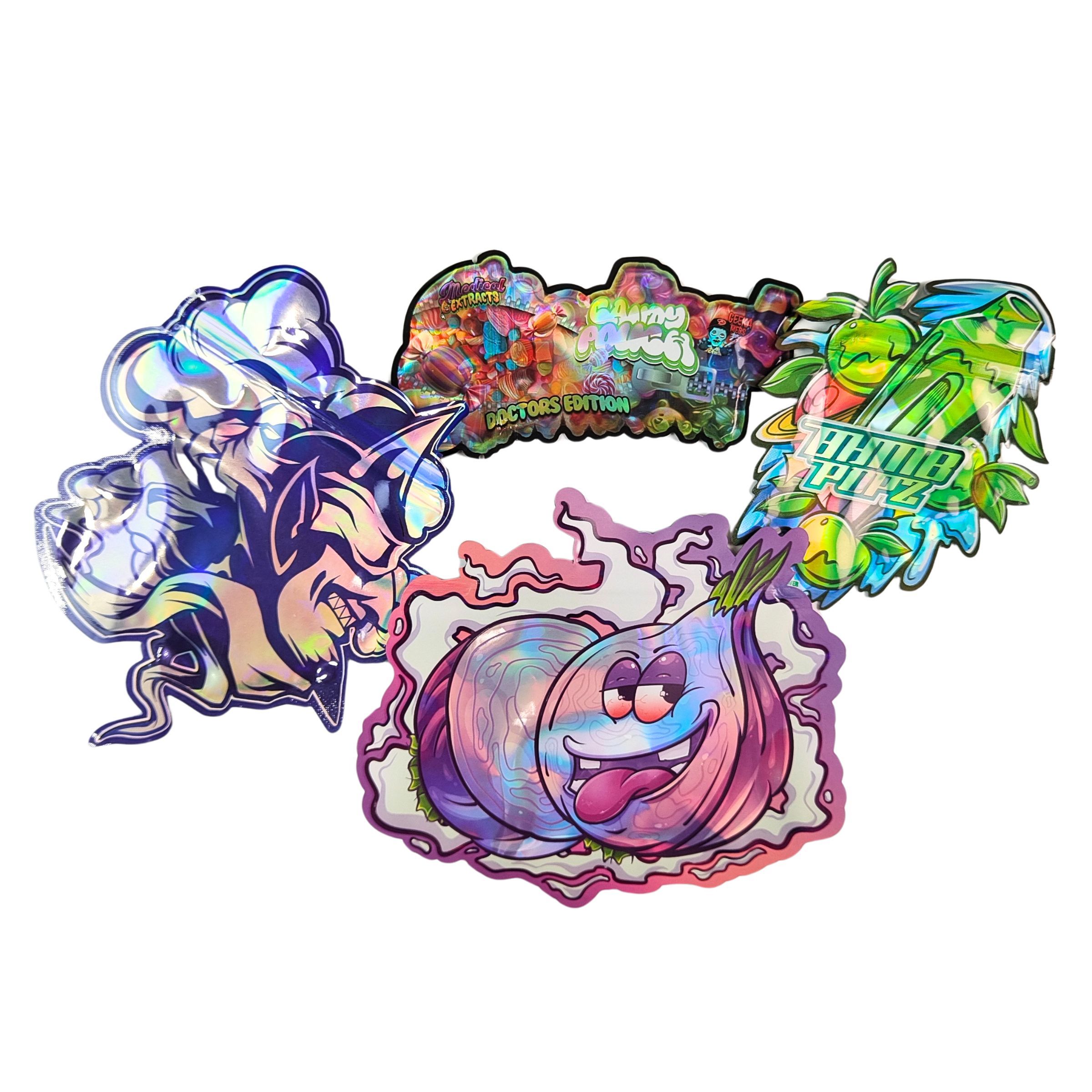 Custom Shape 3.5g Display Box Mylar Bags Child Proof Soft Touch Die Cut Bag For 1g 3.5g 7g 14g 28g Edible Plastic