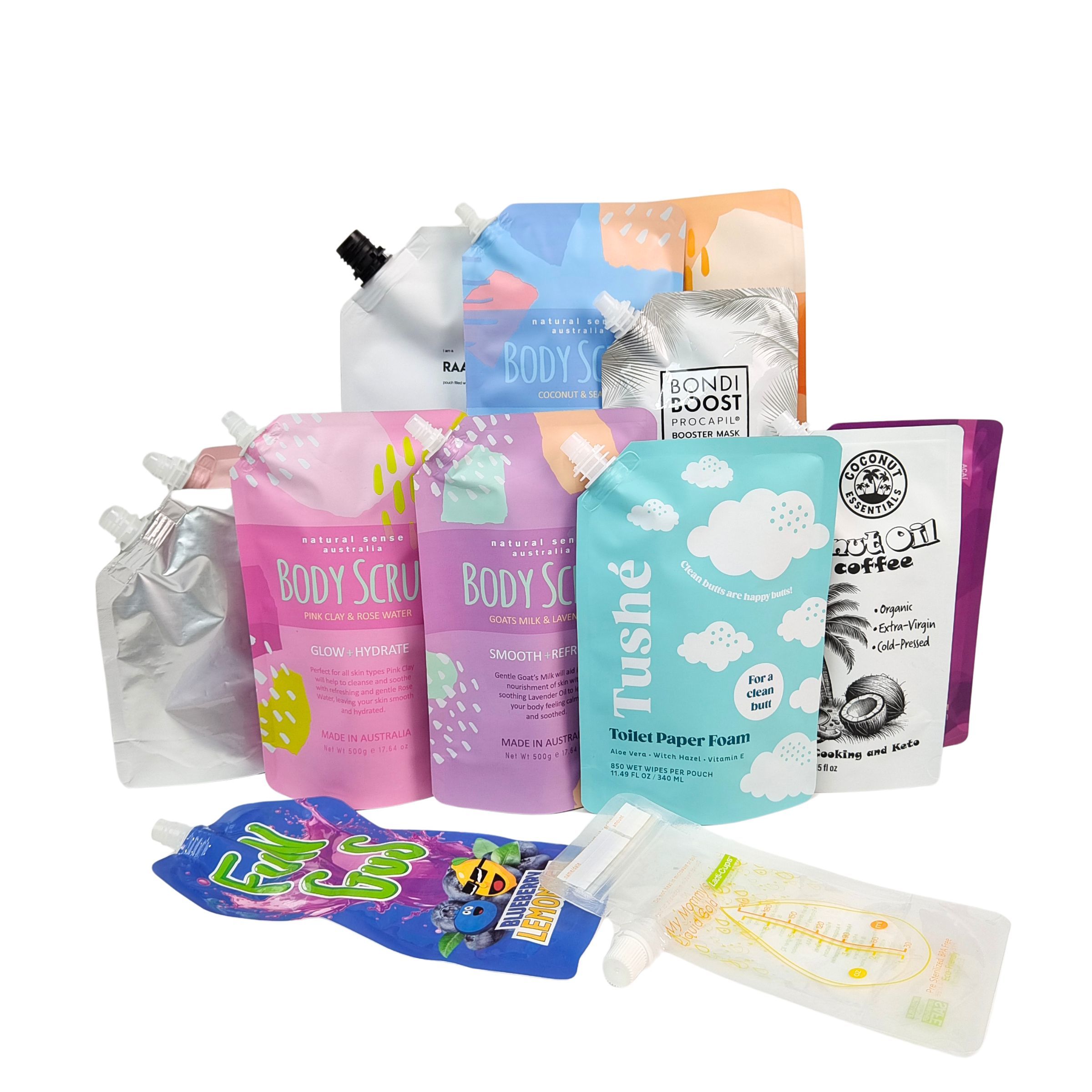  Liquid Plastic Stand Up Pouch With Spout Squeeze Packaging Bag For Cosmetic Beverage Lotion Nozzle Bag