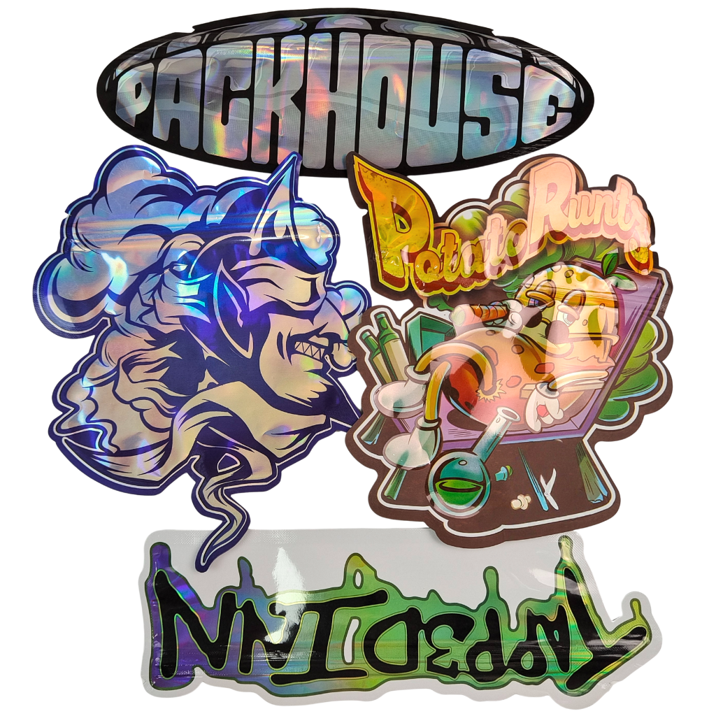 Hot Sale Glossy Die Cut Mylar Bag With Zipper Edibles Smell Proof 3.5 7g 14g 28g Mushroom Gummies Custom Printing Plastic Bag