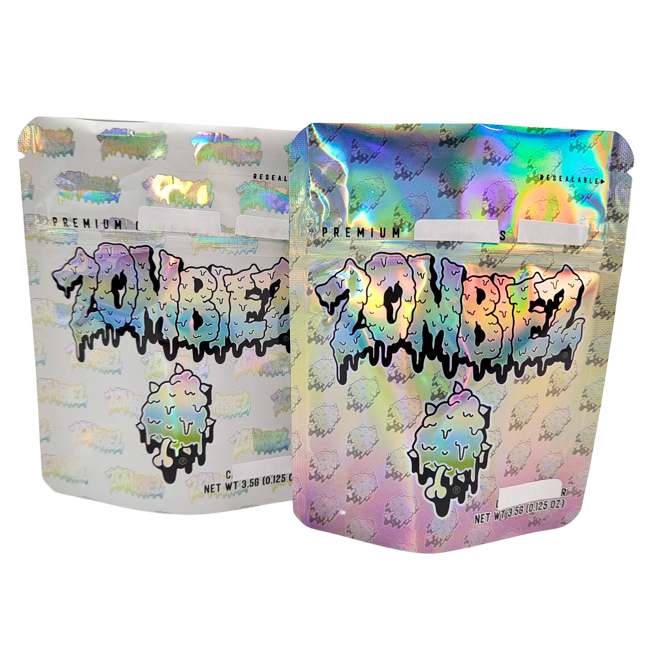 Holographic Mylar Bag Resealable Smell Proof Stand Up Pouch 3.5g/7g/1oz/1lb Gummies Snack Plastic Bag With Zipper