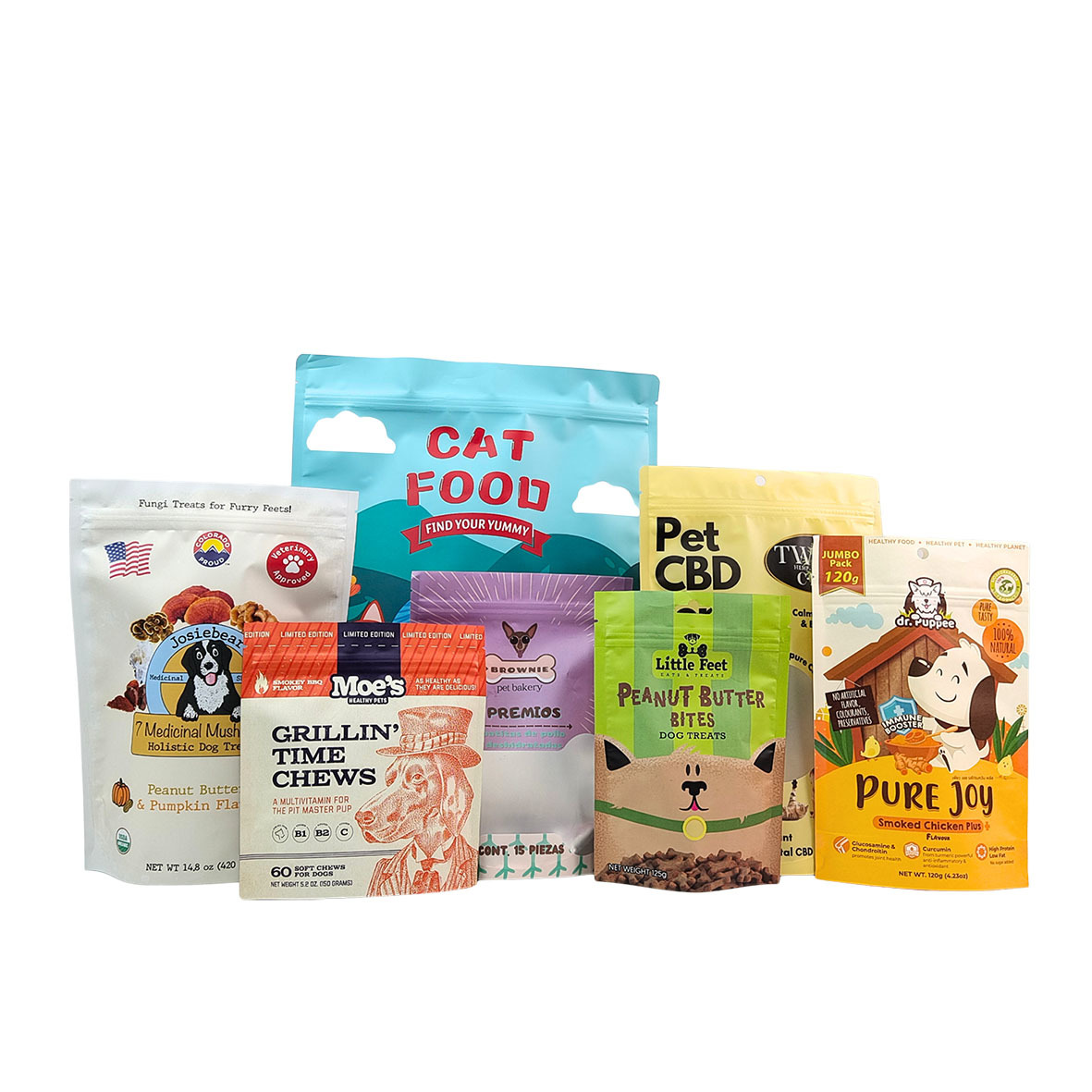 Eco-Friendly Reusable Stand-Up Pouch with 50-200microns Thickness for Pet Food Packaging