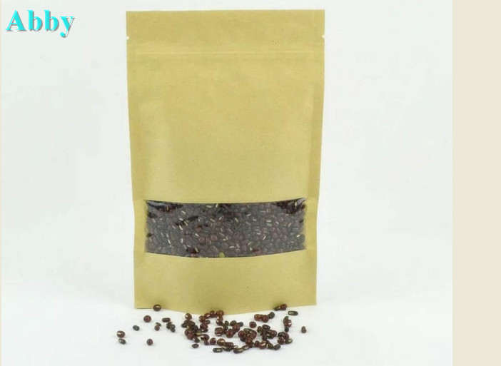 Clear Window Customized Paper Bags , Kraft Paper Bags For Coffee / Tea Packaging