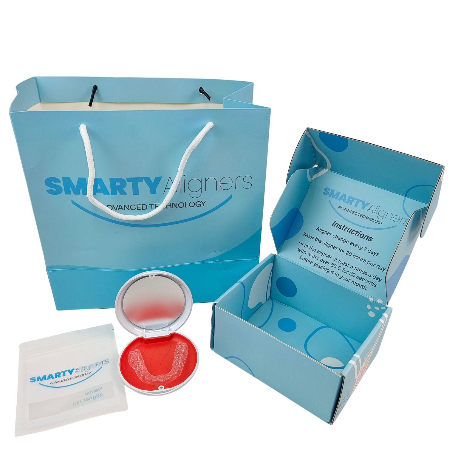 Custom Orthodontic Teeth Aligners Packaging Boxes Braces Dental Denture Aligner Box With Paper Bag