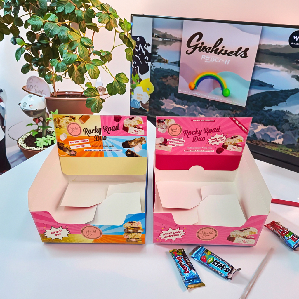 Custom Printed Cardboard Display Box with 350g Thickness and Hot Stamping for Retail Snack Packaging