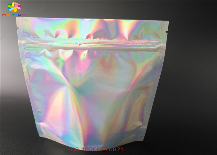 Stand Up Laser Cosmetic Packaging Bag Hologram Laminated Materials With Zipper