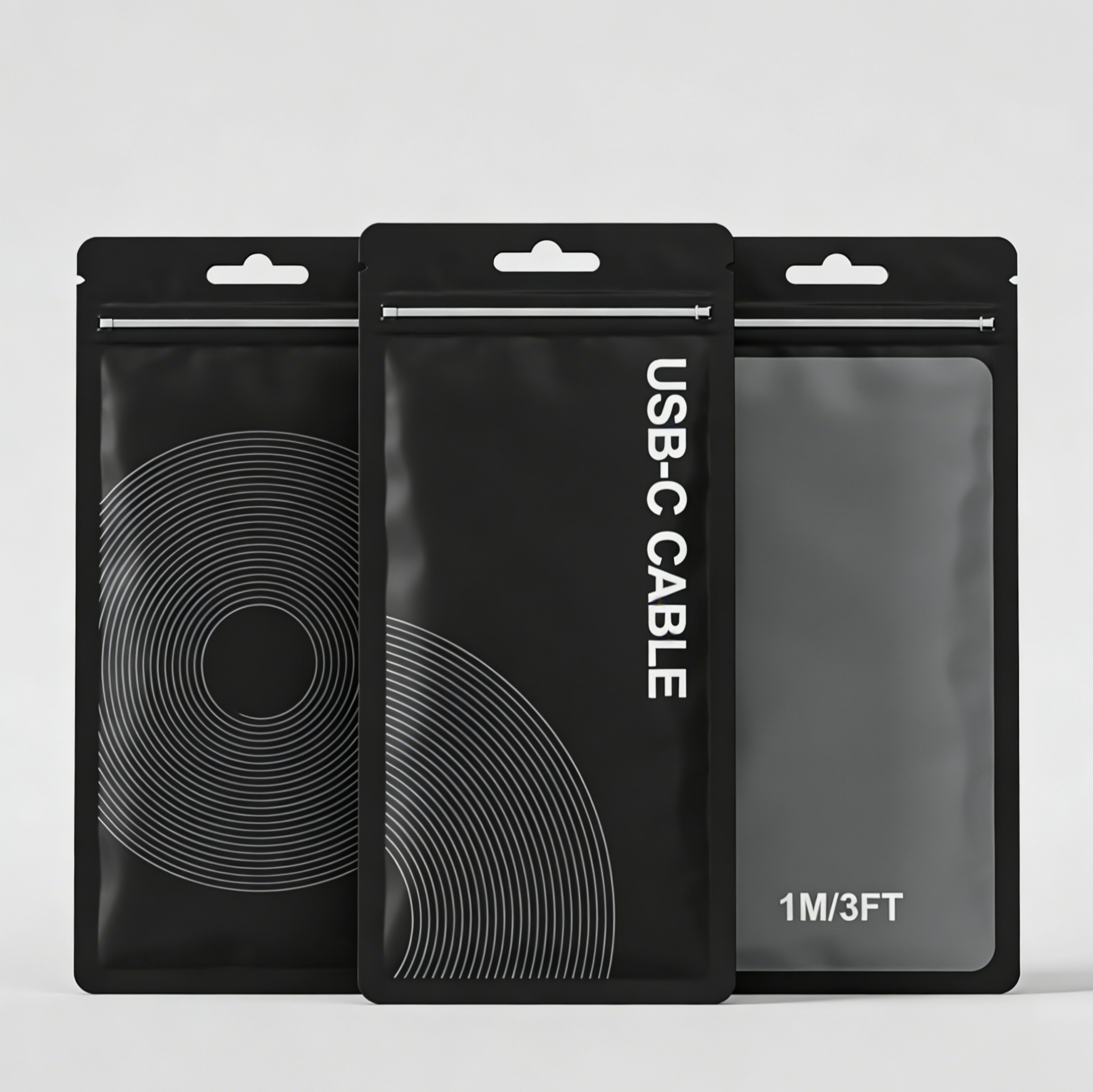 Custom Printing Recyclable PVC Plastic Matte Resealable Packaging Bag with Three Side Seal